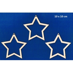 SKLEJKA #3mm Gwiazdka 10cm  ramka , zawieszka  / KOMPLET 3szt